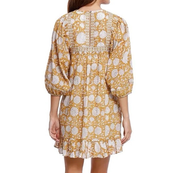 CLEOBELLA MAGDALENA MINI DRESS YELLOW HONEY MIX PRINT FLORAL PEASANT BOHO MEDIUM - Picture 10 of 10